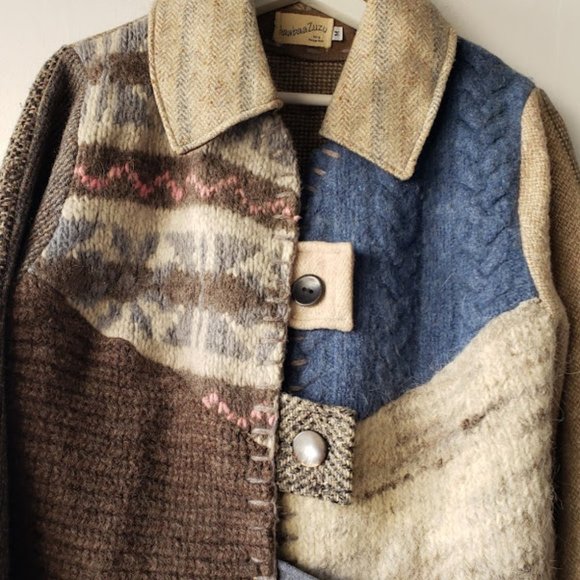 Vintage baabaaZuZu Patchwork Upcycled Wool Sustainable Boho Shacket - Picture 5 of 9